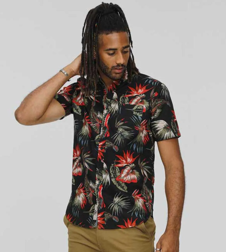 D555 Mens Hawaiian Print Short Sleeve Shirt (LENNOX)